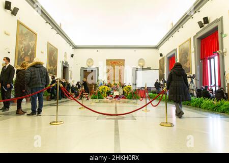 Rome, Italie.4th févr. 2022.Chambre funéraire de l'actrice italienne Monica Vtti dans la Sala della Protomoteca à Campidoglio à Rome (Credit image: © Matteo Nardone/Pacific Press via ZUMA Press Wire) Banque D'Images