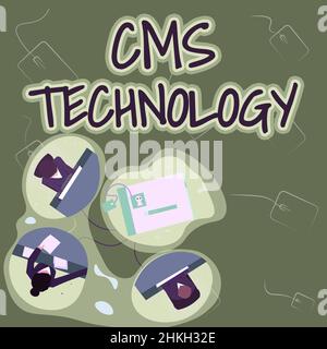Légende conceptuelle CMS Technology. Programmes photo conceptuels utilisés pour créer et gérer du contenu numérique pour les collègues ayant Office Meeting Banque D'Images