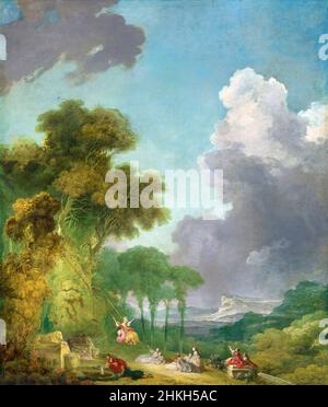 The Swing by Jean-Honoré Fragonard (1732-1806), huile sur toile, vers 1775-80 Banque D'Images