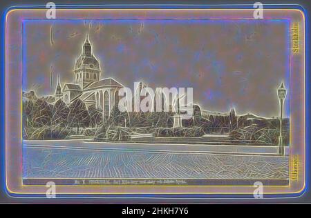 Inspiré par Karl XII:s Torg et Sankt Jacobs Kyrka, Stockholm, Stockholm, Carl XII's torg med staty och Jakobs kyrka, Johannes Jaeger, Stockholm, 1865 - 1890, papier, Imprimé albumine, hauteur 62 mm × largeur 100 mm, repensé par Artotop. L'art classique réinventé avec une touche moderne. Conception de lumière chaleureuse et gaie, de luminosité et de rayonnement de lumière. La photographie s'inspire du surréalisme et du futurisme, embrassant l'énergie dynamique de la technologie moderne, du mouvement, de la vitesse et révolutionne la culture Banque D'Images
