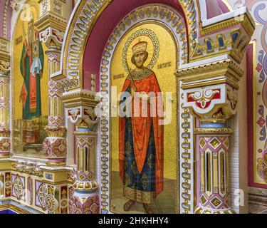 MINSK, BÉLARUS - 08 novembre 2019 mur intérieur de l'église de tous les saints église à Minsk, Biélorussie Banque D'Images