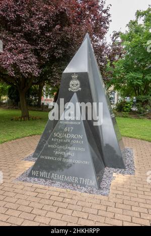 Memorial au 617 Squadron à Woodhall Spa, Lincolnshire, Royaume-Uni. L'escadron 617 était basé à Woodhall Spa pendant la Seconde Guerre mondiale. Banque D'Images