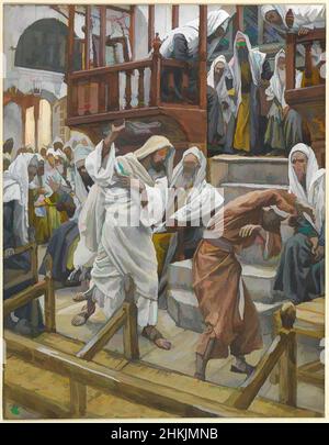 Art inspiré par Jésus chases un homme possédé de la Synagogue, Jésus chasse un possédé de la synagogue, la vie de notre Seigneur Jésus Christ, la vie de notre-Seigneur Jésus-Christ, James Tissot, français, 1836-1902, aquarelle opaque sur graphite sur papier vélin gris, France, 1886-1896, Œuvres classiques modernisées par Artotop avec une touche de modernité. Formes, couleur et valeur, impact visuel accrocheur sur l'art émotions par la liberté d'œuvres d'art d'une manière contemporaine. Un message intemporel qui cherche une nouvelle direction créative. Artistes qui se tournent vers le support numérique et créent le NFT Artotop Banque D'Images
