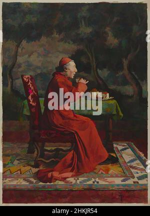 Art inspiré par Cardinal prenant le thé, Léo Herrmann, français, 1853-1927, Gouache, Aquarelle, et graphite sur papier vélin, France, n.d., image: 10 13/16 x 7 7/8 po., 27,5 x 20 cm, anticatholique, boisson, brocart, cardinal, tapis, catholique, tasse, décoratif, nourriture et boissons, Français, gouache, œuvres classiques modernisées par Artotop avec une touche de modernité. Formes, couleur et valeur, impact visuel accrocheur sur l'art émotions par la liberté d'œuvres d'art d'une manière contemporaine. Un message intemporel qui cherche une nouvelle direction créative. Artistes qui se tournent vers le support numérique et créent le NFT Artotop Banque D'Images