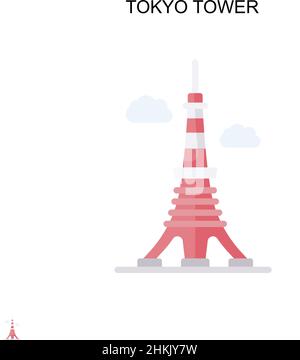 Icône de vecteur simple de la tour de Tokyo.Modèle de conception de symbole d'illustration pour élément d'interface utilisateur Web mobile. Illustration de Vecteur