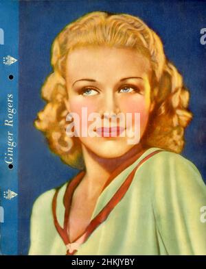 Image colorée à la main de l'actrice Ginger Rogers avec RKO Studio vers 1930s. Banque D'Images