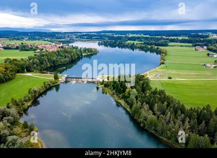 Virage de Lech près d'Apfeldorfhausen, Allemagne, Bavière Banque D'Images