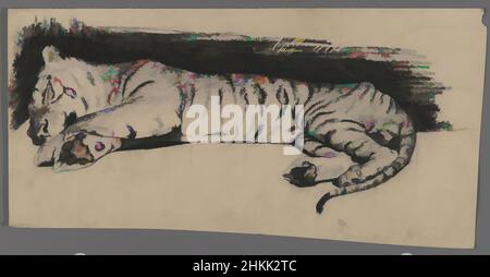 Art inspiré par Sleeping Tiger, Philip H. Wolfrom, cuisine américaine, 1870-1904, charbon de bois sur papier, s.d., feuille: 6 3/8 x 12 7/16 po., 16,2 x 31,6 cm, œuvres classiques modernisées par Artotop avec une touche de modernité. Formes, couleur et valeur, impact visuel accrocheur sur l'art émotions par la liberté d'œuvres d'art d'une manière contemporaine. Un message intemporel qui cherche une nouvelle direction créative. Artistes qui se tournent vers le support numérique et créent le NFT Artotop Banque D'Images