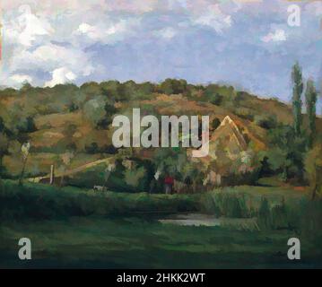 Art inspiré par Un Homestead français, Julian Alden Weir, cuisine américaine, 1852-1919, huile sur toile, 1878, cadre: 27 1/2 x 31 x 2 po, 69,9 x 78,7 x 5,1 cm, 1878, Une ferme française, un artiste américain, américain, Huile américaine, ciel bleu, nuages, chalet, pays, Campagne, ferme, ferme, forêt, oeuvres classiques modernisées par Artotop avec une touche de modernité. Formes, couleur et valeur, impact visuel accrocheur sur l'art émotions par la liberté d'œuvres d'art d'une manière contemporaine. Un message intemporel qui cherche une nouvelle direction créative. Artistes qui se tournent vers le support numérique et créent le NFT Artotop Banque D'Images