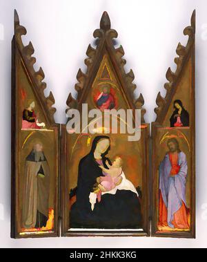 Art inspiré par Madonna de l'humilité, retable portable, Andrea di Bartolo, italien, sienois, Actif en 1389, mort en 1428, Tempéra et doré sur panneaux de peuplier, Italie, ca. 1410, panneau central : 16 11/16 x 7 1/8 po, 42,4 x 18,1 cm, pièce d'albât, Angel Annunciate, barbe, c, Œuvres classiques dévotionnelles modernisées par Artotop avec une touche de modernité. Formes, couleur et valeur, impact visuel accrocheur sur l'art émotions par la liberté d'œuvres d'art d'une manière contemporaine. Un message intemporel qui cherche une nouvelle direction créative. Artistes qui se tournent vers le support numérique et créent le NFT Artotop Banque D'Images