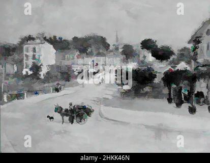 Art inspiré par Meudon, Val fleuri, Jean-François Raffaëlli, français, 1850-1924, Huile sur toile, France, 1907-1909, 28 15/16 x 36 1/4 po., 73,5 x 92,1 cm, arbre, bâtiments, chariot, église, Chien, chiens, âne, européen, français, Cheval, huile sur toile, gens, chiot, spire, rue, banlieue, œuvres classiques modernisées par Artotop avec une touche de modernité. Formes, couleur et valeur, impact visuel accrocheur sur l'art émotions par la liberté d'œuvres d'art d'une manière contemporaine. Un message intemporel qui cherche une nouvelle direction créative. Artistes qui se tournent vers le support numérique et créent le NFT Artotop Banque D'Images