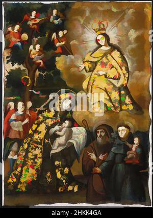 Art inspiré par la Vierge de la Miséricorde avec trois saints, cercle de Mauricio García, huile sur toile, Cuzco, Pérou, mi-18th siècle, 37 5/8 x 26 5/8 po, 95,6 x 67,6 cm, ange, anges, barbe, brocart, Christianisme, couronne, broderie, or, harpe, Hood, nénuphars, Madonna avec l'enfant, Mary, ndsp, Œuvres classiques modernisées par Artotop avec une touche de modernité. Formes, couleur et valeur, impact visuel accrocheur sur l'art émotions par la liberté d'œuvres d'art d'une manière contemporaine. Un message intemporel qui cherche une nouvelle direction créative. Artistes qui se tournent vers le support numérique et créent le NFT Artotop Banque D'Images