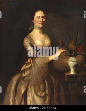 Art inspiré par Portrait d'une femme, Joseph Blackburn, américain, actif ca. 1750-1780, huile sur toile, env. 1762, 44 x 35 13/16 po., 111,8 x 91 cm, baroque, fard à joues, choeur, décolleté, Robe, Early American, femme, Fleur, fleurs, haute société, dentelle, huile sur toile, peinture, portrait, Œuvres classiques modernisées par Artotop avec une touche de modernité. Formes, couleur et valeur, impact visuel accrocheur sur l'art émotions par la liberté d'œuvres d'art d'une manière contemporaine. Un message intemporel qui cherche une nouvelle direction créative. Artistes qui se tournent vers le support numérique et créent le NFT Artotop Banque D'Images