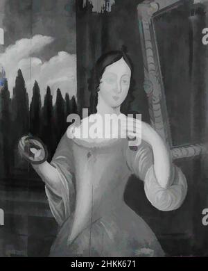 Art inspiré par Lady with a Mirror, américain, huile sur panneau de bois, ca. 1715, 37 1/16 x 23 11/16 po., 94,1 x 60,2 cm, huile américaine, début du 18th siècle, silhouette felmale, figure femelle, dame, miroir, huile sur panneau de bois, peinture, portrait, femme, oeuvres classiques modernisées par Artotop avec une touche de modernité. Formes, couleur et valeur, impact visuel accrocheur sur l'art émotions par la liberté d'œuvres d'art d'une manière contemporaine. Un message intemporel qui cherche une nouvelle direction créative. Artistes qui se tournent vers le support numérique et créent le NFT Artotop Banque D'Images