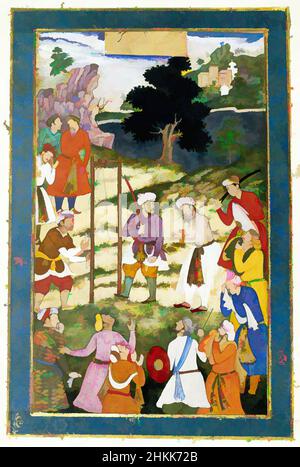 Art inspiré par l'exécution de Mansur Hallaj, de l'album Warren Hastings, Indien, aquarelle opaque sur papier, 1600-1605, Mughal, Reign of Akbar, feuille: 15 1/4 x 11 3/16 po, 38,7 x 28,4 cm, Akbar, Allahabad, foule, événement, Exécution, autoriser, suspendre, histoire, Justice, Tueur, œuvres classiques modernisées par Artotop avec une touche de modernité. Formes, couleur et valeur, impact visuel accrocheur sur l'art émotions par la liberté d'œuvres d'art d'une manière contemporaine. Un message intemporel qui cherche une nouvelle direction créative. Artistes qui se tournent vers le support numérique et créent le NFT Artotop Banque D'Images