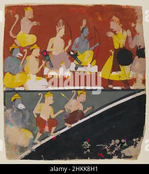 Art inspiré par Rama et Lakshmana recevoir des envoyés, page d'une série de Ramayana dispersée, Indien, aquarelle opaque sur papier, Malwa, Inde, ca. 1634, 6 7/8 x 6 1/4in., 17,5 x 15,9cm, ours, Lakshmana, Malwa, Singes, papier, École Rajasthani, Rama, Ramayana, Aquarelle, œuvres classiques modernisées par Artotop avec une touche de modernité. Formes, couleur et valeur, impact visuel accrocheur sur l'art émotions par la liberté d'œuvres d'art d'une manière contemporaine. Un message intemporel qui cherche une nouvelle direction créative. Artistes qui se tournent vers le support numérique et créent le NFT Artotop Banque D'Images