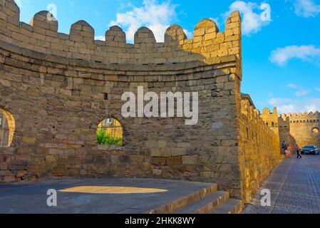 Ville fortifiée de Bakou dans la vieille ville, site classé au patrimoine mondial de l'UNESCO, Bakou, Azerbaïdjan Banque D'Images