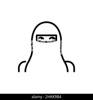 Femme portant un niqab.Icône d'avatar de contour pixel Perfect, modifiable Illustration de Vecteur