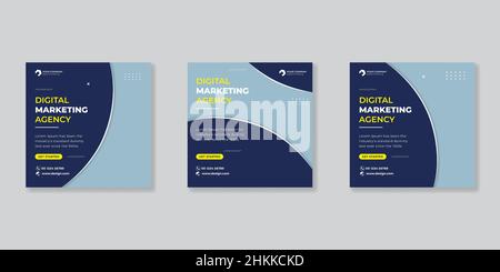 Modèle de publication sur les médias sociaux de marketing d'entreprise numérique Illustration de Vecteur