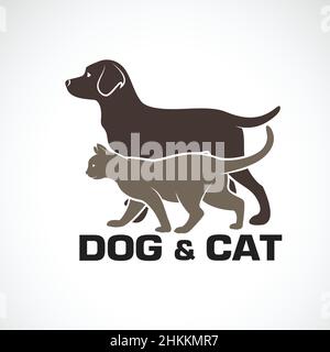 Vecteur d'un motif chien et chat sur fond blanc. Animal. Logo ou icône PET. Illustration vectorielle superposée facile à modifier. Illustration de Vecteur