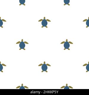Motif tortues de mer sans couture.Adorable tortue marine en forme de doodle.Belle texture d'animaux pour tissu, papier d'emballage, papier peint, tissu, illustrationratio Illustration de Vecteur