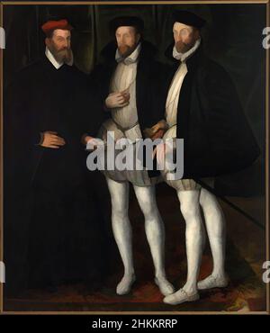 Art inspiré par Portrait des frères Gaspard 1519-1572, Odet 1517-1571 et François 1512-1569 de Châtillon-Coligny, France, avant 1579, oeuvres classiques modernisées par Artotop avec une touche de modernité. Formes, couleur et valeur, impact visuel accrocheur sur l'art émotions par la liberté d'œuvres d'art d'une manière contemporaine. Un message intemporel qui cherche une nouvelle direction créative. Artistes qui se tournent vers le support numérique et créent le NFT Artotop Banque D'Images