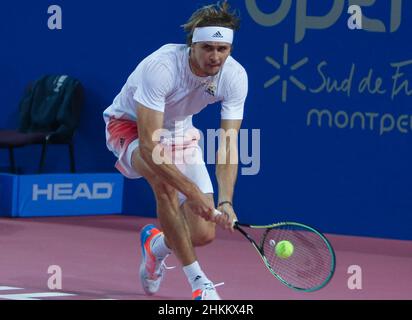 Montpellier, France.04th févr. 2022.Alexander Zverev d'Allemagne lors de l'Open Sud de France 2022, tournoi de tennis ATP 250 le 04 février 2022 au Sud de France Arena de Montpellier, France.Photo Laurent Lairys/ABACAPRESS.COM crédit: Abaca Press/Alay Live News Banque D'Images