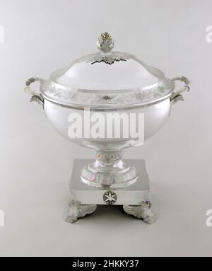 Art inspiré par Tureen, Thomas Fletcher, cuisine américaine, 1787-1866, Sidney Gardiner, Américain, 1785-1827, 1817, argent, fabriqué à Philadelphie, Pennsylvanie, États-Unis, Amérique du Nord et centrale, Metalwork, total : 15 5/8 x 15 1/4 x 10 1/2 po. (39,7 x 38,7 x 26,7 cm, œuvres classiques modernisées par Artotop avec une touche de modernité. Formes, couleur et valeur, impact visuel accrocheur sur l'art émotions par la liberté d'œuvres d'art d'une manière contemporaine. Un message intemporel qui cherche une nouvelle direction créative. Artistes qui se tournent vers le support numérique et créent le NFT Artotop Banque D'Images