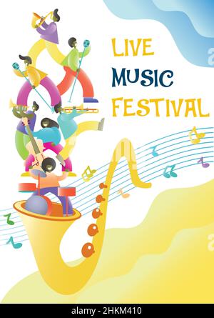 Modèle d'affiche vectoriel de festival de musique live Illustration de Vecteur