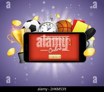 Modèle de conception de bannière d'affiche de Paris sportifs en ligne Illustration de Vecteur