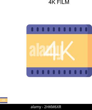 4K film simple vecteur icône.Modèle de conception de symbole d'illustration pour élément d'interface utilisateur Web mobile. Illustration de Vecteur