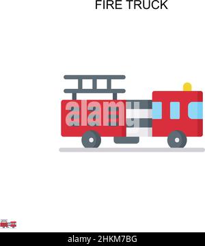 Icône vecteur simple camion d'incendie.Modèle de conception de symbole d'illustration pour élément d'interface utilisateur Web mobile. Illustration de Vecteur