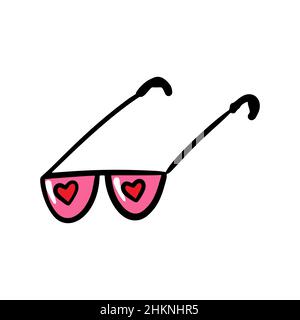 Lunettes dessinées à la main avec coeurs.Illustration vectorielle Illustration de Vecteur