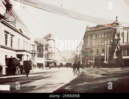 Art inspiré par High Street de Custom House Square, Dunedin, studio Muir & Moodie, 1911, Dunedin, œuvres classiques modernisées par Artotop avec une touche de modernité. Formes, couleur et valeur, impact visuel accrocheur sur l'art émotions par la liberté d'œuvres d'art d'une manière contemporaine. Un message intemporel qui cherche une nouvelle direction créative. Artistes qui se tournent vers le support numérique et créent le NFT Artotop Banque D'Images