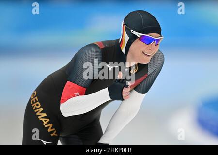 Claudia PECHSTEIN (GER), 5 FÉVRIER 2022 - Patinage de vitesse : les femmes 3000m pendant les Jeux Olympiques d'hiver de Beijing 2022 à l'ovale national de patinage de vitesse de Beijing photo: Kenjiro Matsuo/AFLO via Sven Simon Fotoagentur GmbH & Co. Pressefoto KG # Prinzess-Luise-Str41 # 45479 M uelheim/R uhr # Tél0208/9413250 # Fax.0208/9413260 # compte 244 293 433 # GLSB arrivée # compte 4030 025 100 # BLZ 430 609 67 # e-mail : svensimon@t-online.de # www.svensimon.net. Banque D'Images