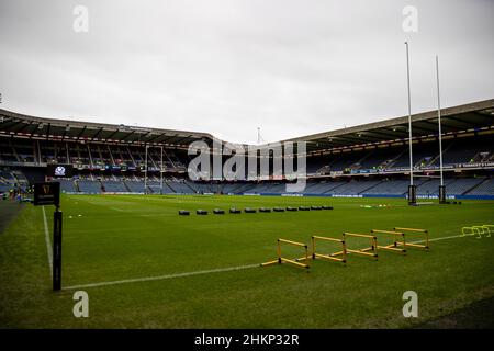 Édimbourg, Royaume-Uni.05th févr. 2022.5th février 2022 : Murrayfield Stadium, Édimbourg, Écosse; rugby international de 6 nations, Écosse contre Angleterre;Le terrain humide attend les joueurs crédit: Action plus Sports Images/Alamy Live News crédit: Action plus Sports Images/Alamy Live News Banque D'Images