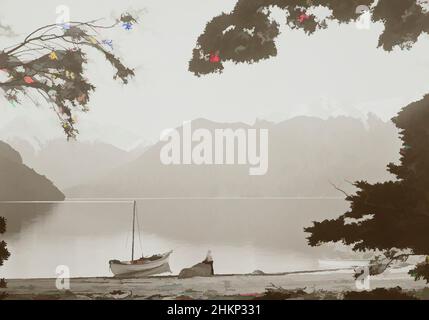 Art inspiré par Head of Lake te Anau de Happy Cove, studio Burton Brothers, studio de photographie, 1889, Dunedin, Photographie en noir et blanc, œuvres classiques modernisées par Artotop avec une touche de modernité. Formes, couleur et valeur, impact visuel accrocheur sur l'art émotions par la liberté d'œuvres d'art d'une manière contemporaine. Un message intemporel qui cherche une nouvelle direction créative. Artistes qui se tournent vers le support numérique et créent le NFT Artotop Banque D'Images