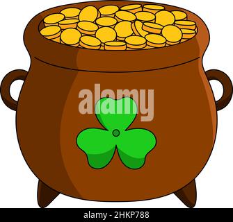 Carte de la Saint Patrick Gold Cartoon Clipart Vector Illustration de Vecteur