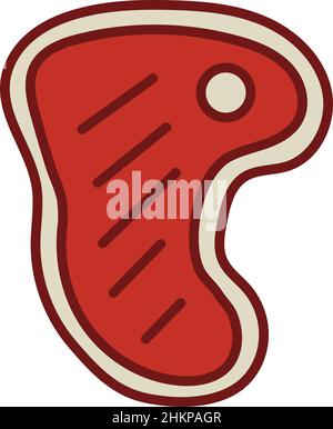 Bœuf Steak rempli Contour icône Vector Illustration de Vecteur