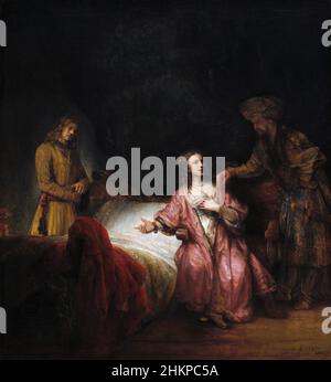 Joseph accusé par la femme de Potiphar par l'atelier de Rembrandt van Rijn (1606-1669), huile sur toile, 1655 Banque D'Images