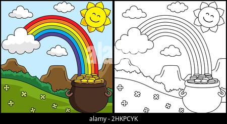 St. Patrick Day Rainbow coloriage page Vector Illustration de Vecteur