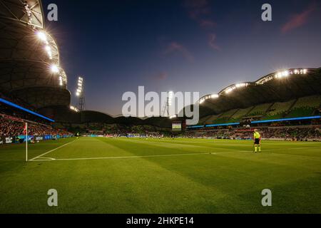 Melbourne, Victoria, Australie.5th févr. 2022.MELBOURNE, AUSTRALIE - 05 FÉVRIER : l'atmosphère du match final de la coupe FFA 2021 entre Melbourne Victory et les marins de la côte centrale à l'AAMI Park le 05 février 2022 à Melbourne, Australie (Credit image: © Chris Putnam/ZUMA Press Wire) Banque D'Images