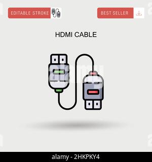 Icône de vecteur simple de câble HDMI. Illustration de Vecteur