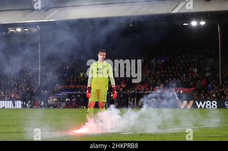 Londres, Angleterre, le 5th février 2022.Jack Butland de Crystal Palace regarde après une poussée sur le terrain lors du match de la coupe Emirates FA à Selhurst Park, Londres.Le crédit photo devrait se lire: Paul Terry / Sportimage Banque D'Images