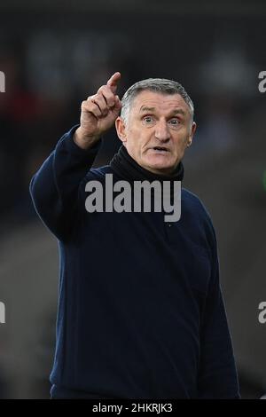 Swansea, Royaume-Uni.05th févr. 2022.Tony Mowbray Manager Blackburn Rovers pendant le match à Swansea, Royaume-Uni, le 2/5/2022.(Photo par Mike Jones/News Images/Sipa USA) crédit: SIPA USA/Alay Live News Banque D'Images