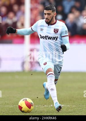 Kidderminster, Angleterre, le 5th février 2022.A déclaré Benrahma de West Ham United lors du match de la coupe Emirates FA au stade Aggborough, Kidderminster.Le crédit photo doit être lu : Darren Staples / Sportimage Banque D'Images