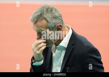 Pérouse, Italie.05th Fév., 2022. marco bonitta (1Â° allenatore consar ravenna)ar pendant Sir Safety Conad Perugia vs Consar Ravenna, Volleyball Italien Serie A Men SuperLeague Championship Championship à Pérouse, Italie, février 05 2022 crédit: Independent photo Agency/Alay Live News Banque D'Images