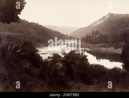 Art inspiré par la vue sur la rivière Wanganui à Koroniti (sic) (Corinth), studio Burton Brothers, studio de photographie, 1885, Dunedin, Photographie en noir et blanc, œuvres classiques modernisées par Artotop avec une touche de modernité. Formes, couleur et valeur, impact visuel accrocheur sur l'art émotions par la liberté d'œuvres d'art d'une manière contemporaine. Un message intemporel qui cherche une nouvelle direction créative. Artistes qui se tournent vers le support numérique et créent le NFT Artotop Banque D'Images