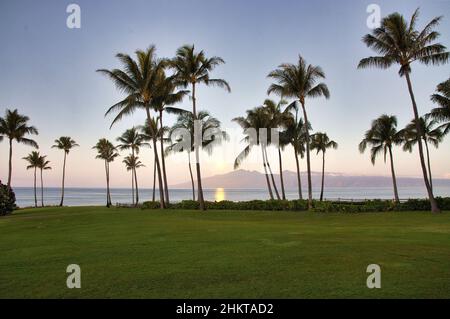 Début de l'aube à Napili sur Maui au lever du soleil. Banque D'Images