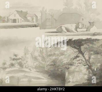 Art inspiré par les paysages avec du bétail, de l'eau et des bâtiments, les œuvres classiques modernisées par Artotop avec un peu de modernité. Formes, couleur et valeur, impact visuel accrocheur sur l'art émotions par la liberté d'œuvres d'art d'une manière contemporaine. Un message intemporel qui cherche une nouvelle direction créative. Artistes qui se tournent vers le support numérique et créent le NFT Artotop Banque D'Images